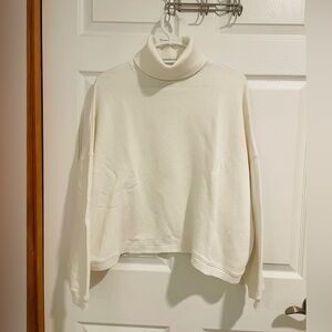 American Eagle white turtleneck boxy sweater cotton blend